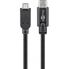 Laidas USB C - USB micro (K-K) 0.6m juodas (black) Goobay